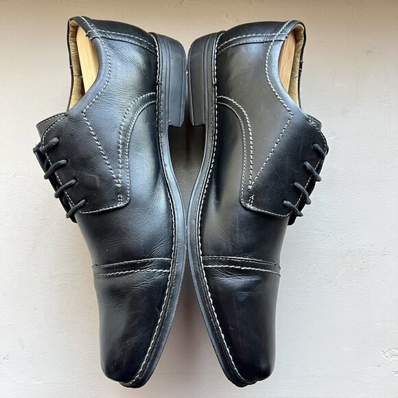 Sandro Moscoloni Black Leather Cap Toe Oxford Lace up Shoes Men’s Size US 13 M - Picture 6 of 16